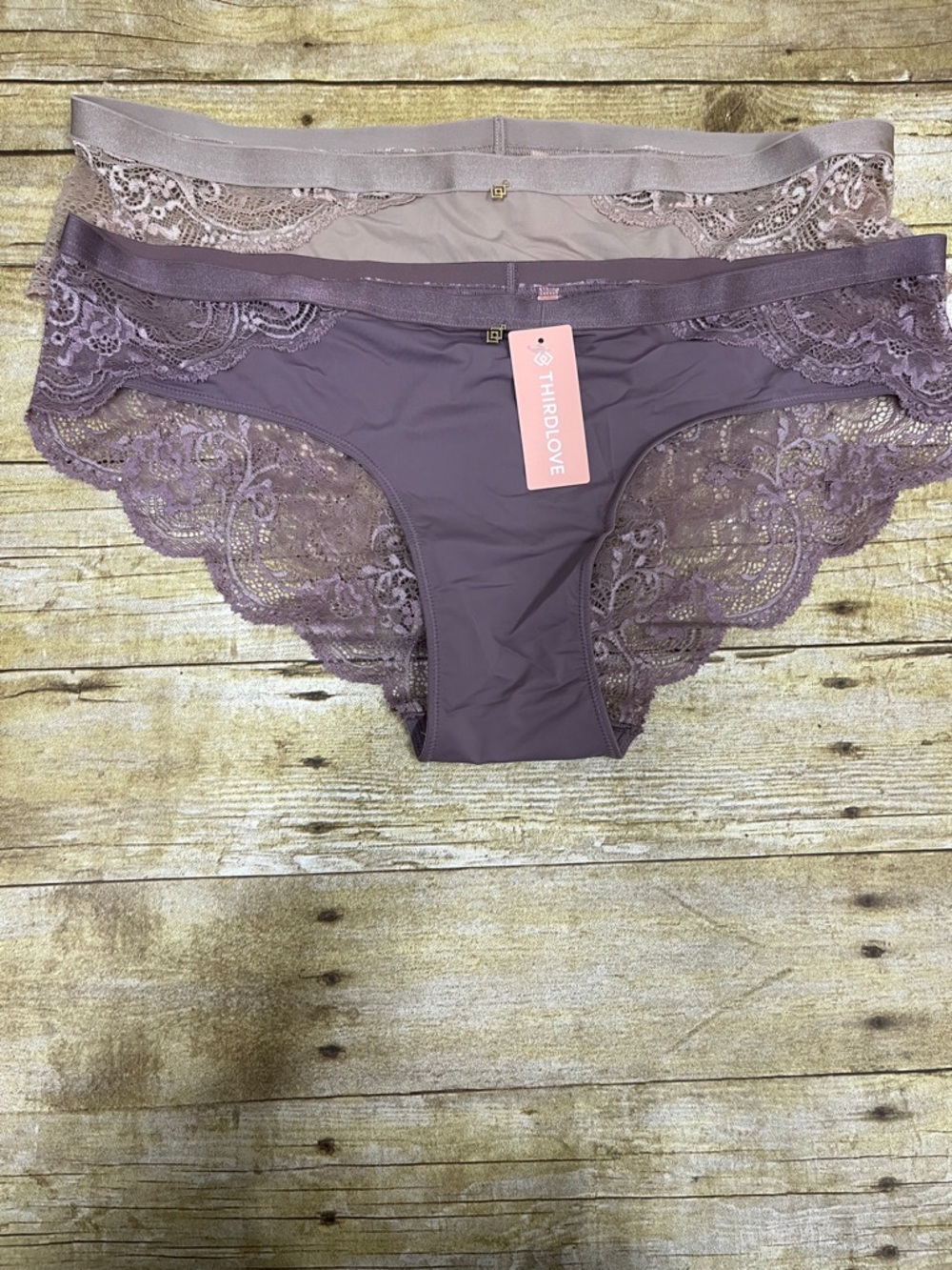 NWT ThirdLove Lace-Trim Hipster Panties - Dusty Mauve Duo size 1X